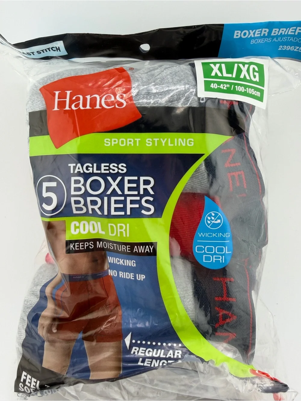Hanes Men’s Tag-less Cool- Dry Boxer Briefs 3 - Pack - NWT XL No Ride Fit  Sport